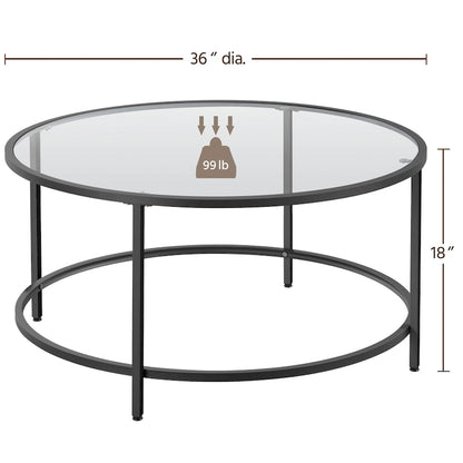 Table basse ronde en verre pour salon