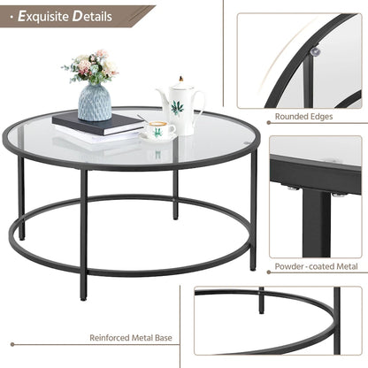Table basse ronde en verre pour salon