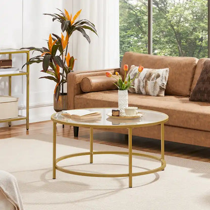 Table basse ronde en verre pour salon