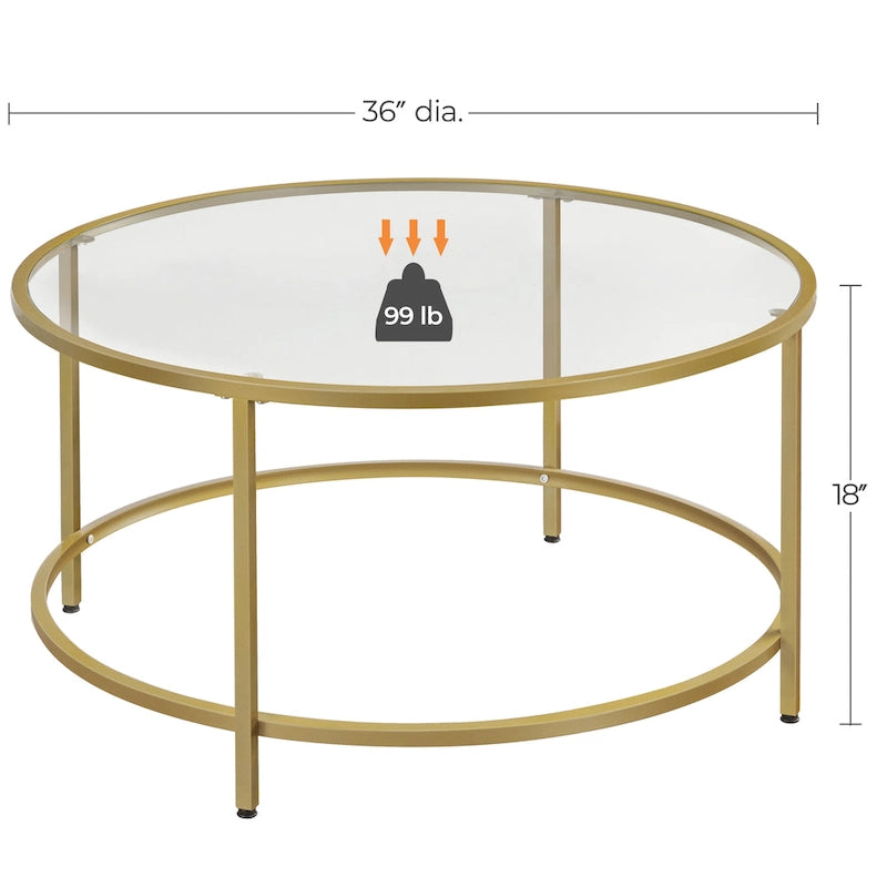 Table basse ronde en verre pour salon