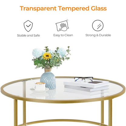 Table basse ronde en verre pour salon