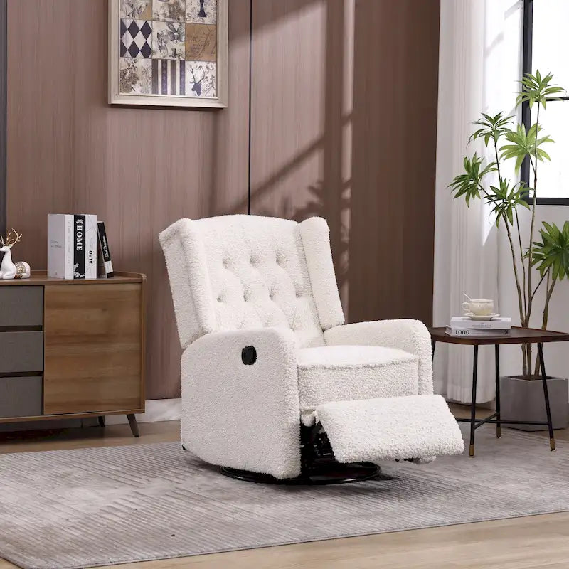 Fauteuil inclinable berçant pivotant à 360 degrés en tissu pour chambre à coucher, salon