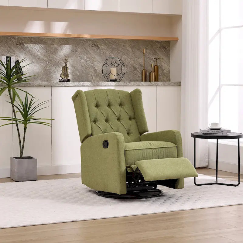 Fauteuil inclinable berçant pivotant à 360 degrés en tissu pour chambre à coucher, salon