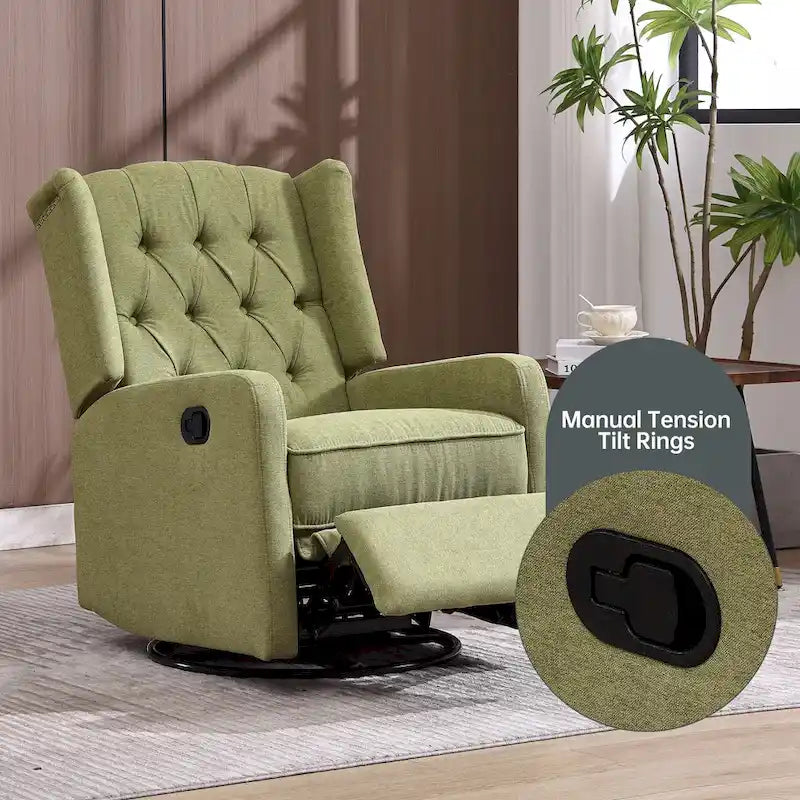 Fauteuil inclinable berçant pivotant à 360 degrés en tissu pour chambre à coucher, salon
