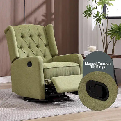 Fauteuil inclinable berçant pivotant à 360 degrés en tissu pour chambre à coucher, salon