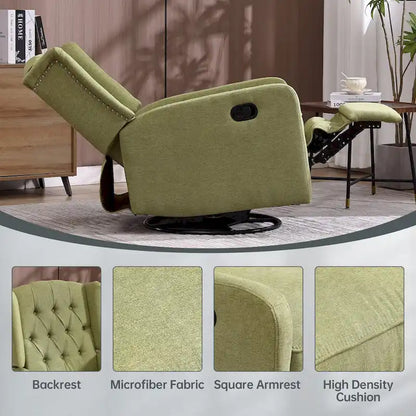 Fauteuil inclinable berçant pivotant à 360 degrés en tissu pour chambre à coucher, salon