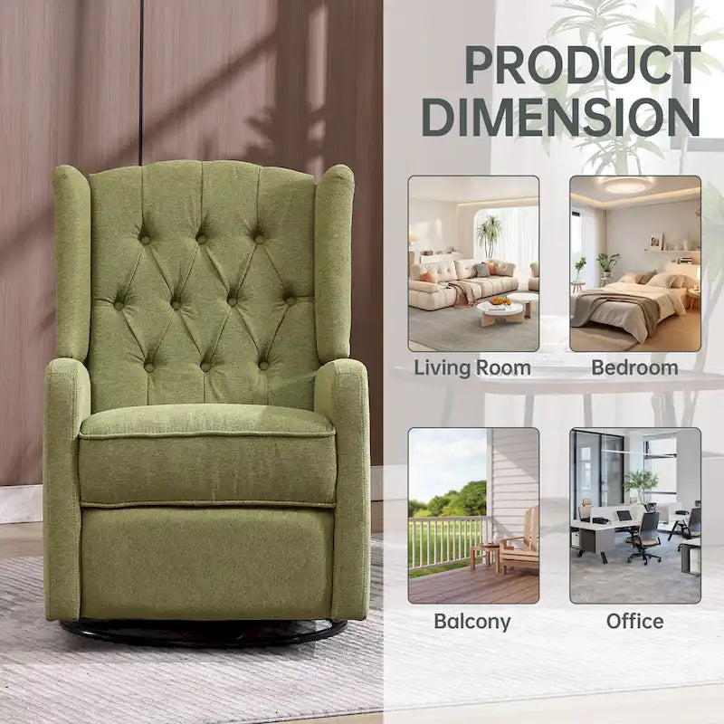 Fauteuil inclinable berçant pivotant à 360 degrés en tissu pour chambre à coucher, salon