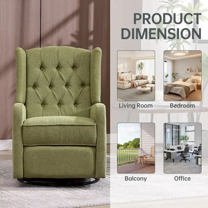 Fauteuil inclinable berçant pivotant à 360 degrés en tissu pour chambre à coucher, salon