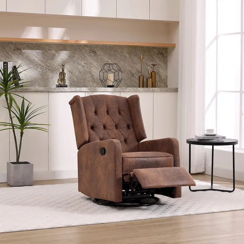 Fauteuil inclinable berçant pivotant à 360 degrés en tissu pour chambre à coucher, salon