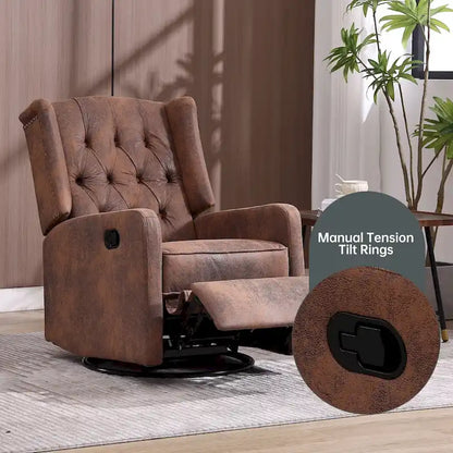 Fauteuil inclinable berçant pivotant à 360 degrés en tissu pour chambre à coucher, salon