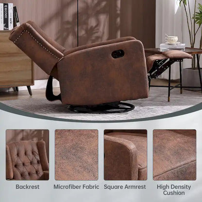 Fauteuil inclinable berçant pivotant à 360 degrés en tissu pour chambre à coucher, salon