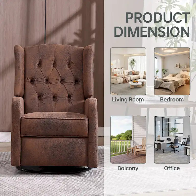 Fauteuil inclinable berçant pivotant à 360 degrés en tissu pour chambre à coucher, salon