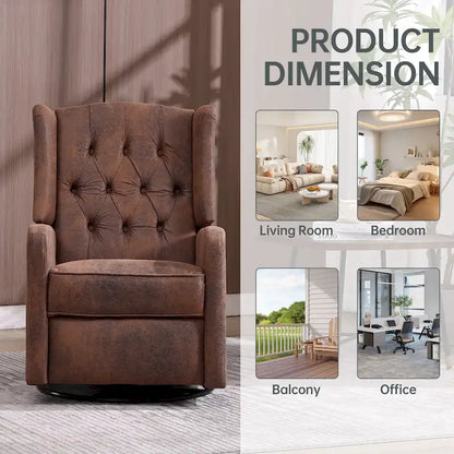Fauteuil inclinable berçant pivotant à 360 degrés en tissu pour chambre à coucher, salon