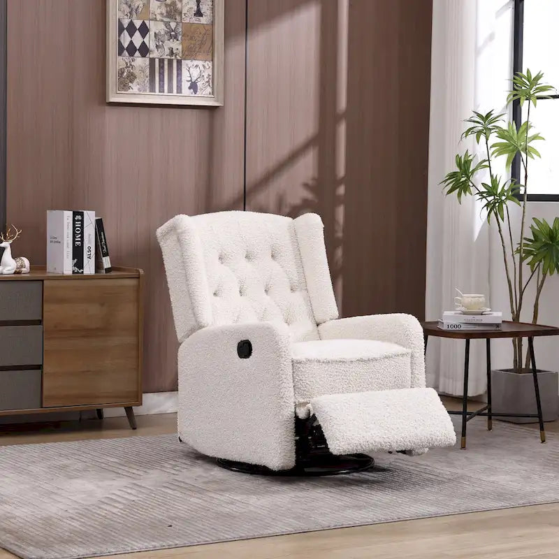 Fauteuil inclinable berçant pivotant à 360 degrés en tissu pour chambre à coucher, salon