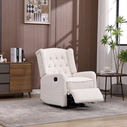 Fauteuil inclinable berçant pivotant à 360 degrés en tissu pour chambre à coucher, salon