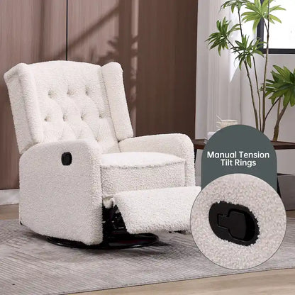 Fauteuil inclinable berçant pivotant à 360 degrés en tissu pour chambre à coucher, salon