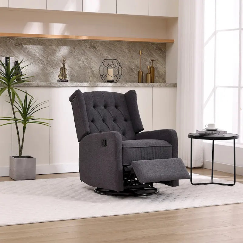 Fauteuil inclinable berçant pivotant à 360 degrés en tissu pour chambre à coucher, salon