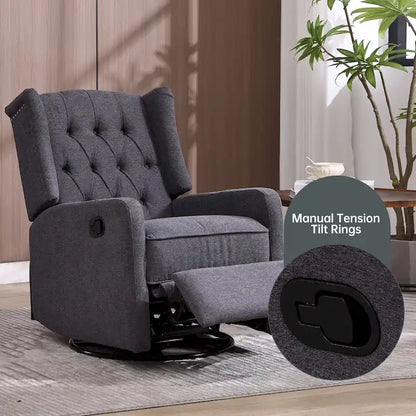 Fauteuil inclinable berçant pivotant à 360 degrés en tissu pour chambre à coucher, salon