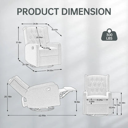 Fauteuil inclinable berçant pivotant à 360 degrés en tissu pour chambre à coucher, salon