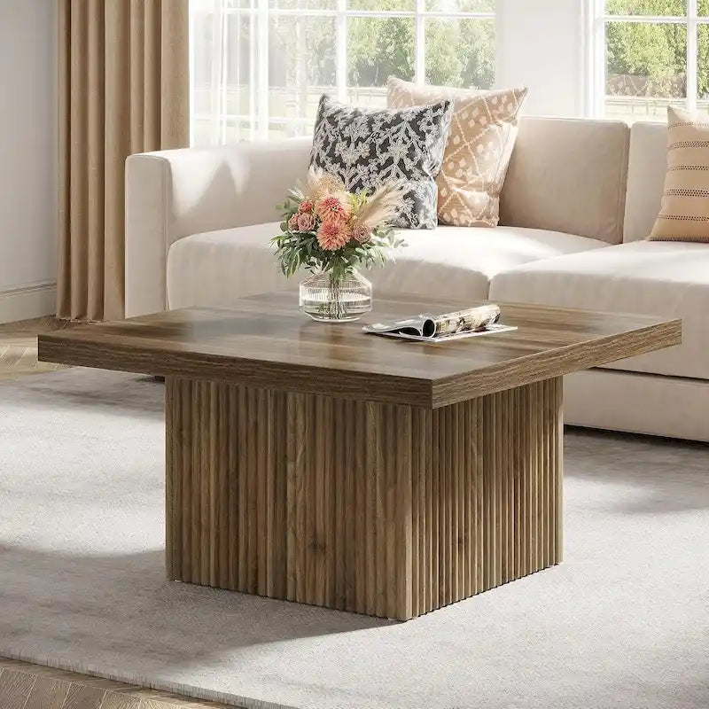 Table basse carrée de 31,5 pouces pour salon, table de cocktail moderne du milieu du siècle