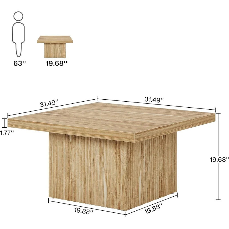Table basse carrée de 31,5 pouces pour salon, table de cocktail moderne du milieu du siècle