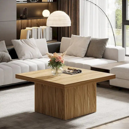 Table basse carrée de 31,5 pouces pour salon, table de cocktail moderne du milieu du siècle