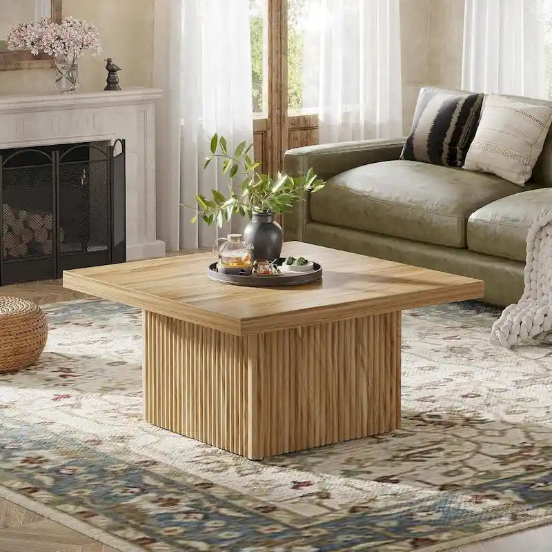 Table basse carrée de 31,5 pouces pour salon, table de cocktail moderne du milieu du siècle