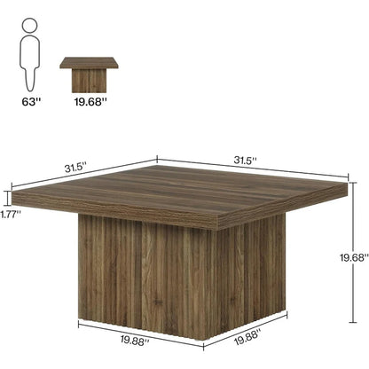 Table basse carrée de 31,5 pouces pour salon, table de cocktail moderne du milieu du siècle
