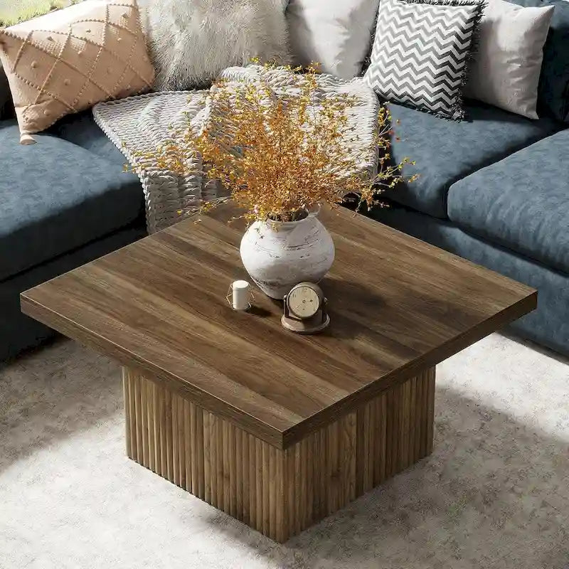 Table basse carrée de 31,5 pouces pour salon, table de cocktail moderne du milieu du siècle