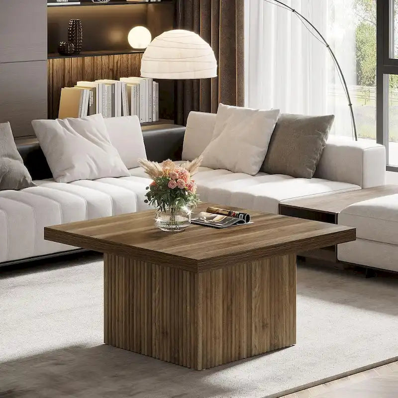 Table basse carrée de 31,5 pouces pour salon, table de cocktail moderne du milieu du siècle